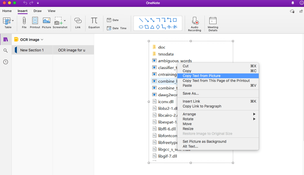 ocr tool onenote